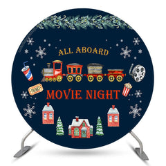 Lofaris Aboard Movie Night Christmas Round Birthday Backdrop