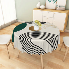 Lofaris Abstract Black Lines Morden Simple Round Tablecloth