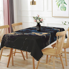 Lofaris Abstract Blue Black Artistic Rectangle Tablecloth