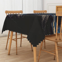 Lofaris Abstract Blue Black Artistic Rectangle Tablecloth