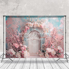 Lofaris Abstract Blue Pink Floral Arch Door Wedding Backdrop