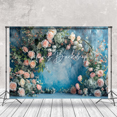 Lofaris Abstract Blue Wall Spring Floral Wedding Backdrop