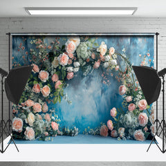 Lofaris Abstract Blue Wall Spring Floral Wedding Backdrop