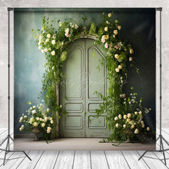 Lofaris Abstract Green Wall Floral Greenery Door Backdrop