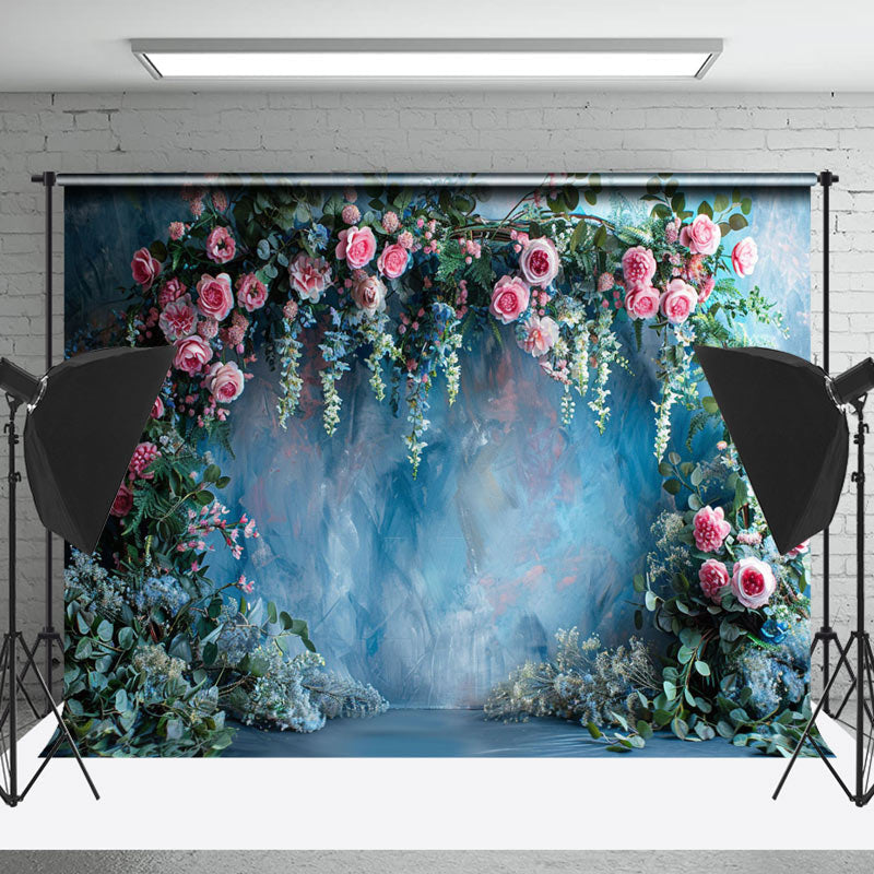 Lofaris Abstract Greenery Arch Floral Cake Smash Backdrop