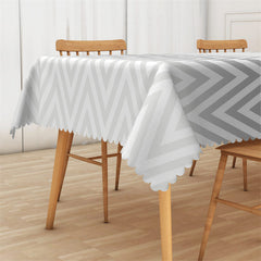 Lofaris Abstract Grey Zig Zag Stripe Rectangle Tablecloth