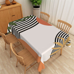 Lofaris Abstract Lines Patterns White Tablecloth For Dining