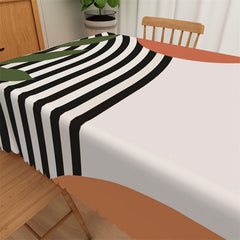 Lofaris Abstract Lines Patterns White Tablecloth For Dining