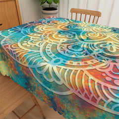 Lofaris Abstract Mandala Pattern Colored Graffiti Tablecloth