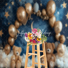 Lofaris Abstract Night Wall Star Bear Cake Smash Backdrop