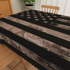 Lofaris Abstract Pattern Black Usa Flag Holiday Tablecloth