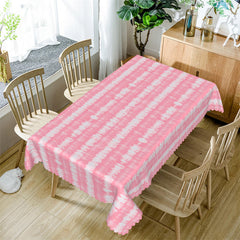 Lofaris Abstract Pink White Stripe Tablecloth For Kitchen