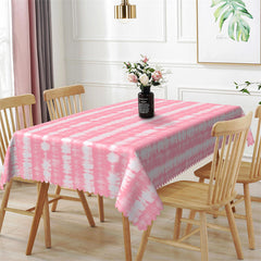 Lofaris Abstract Pink White Stripe Tablecloth For Kitchen