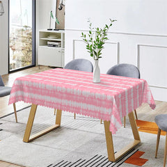 Lofaris Abstract Pink White Stripe Tablecloth For Kitchen