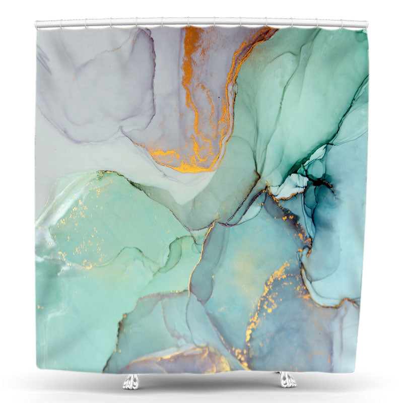 Lofaris Abstract Purple Green Watercolor Shower Curtain