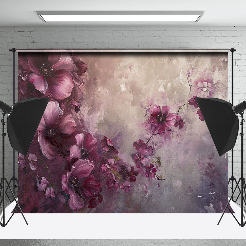 Lofaris Abstract Purple Oil Painting Floral Fine Art Backdrop