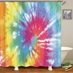 Lofaris Abstract Rainbow Spiral Visual Illusion Bath Curtain