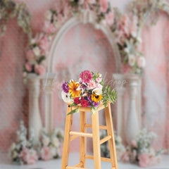 Lofaris Abstract Retro Pink Wall Floral Wedding Backdrop