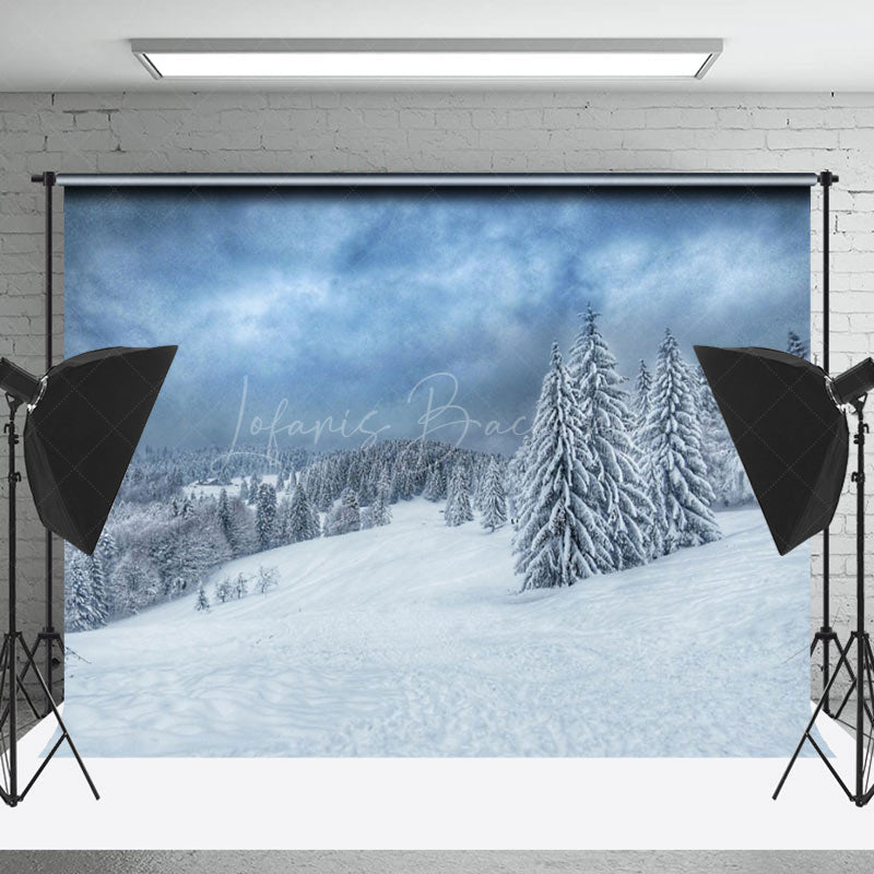 Lofaris Abstract Sky And Pine Forest Snowy Photo Backdrop