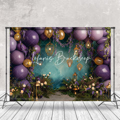 Lofaris Abstract Wall Purple Balloon Cake Smash Backdrop