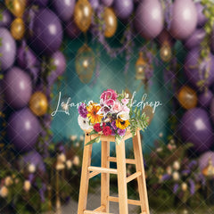 Lofaris Abstract Wall Purple Balloon Cake Smash Backdrop