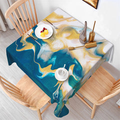 Lofaris Abstract Watercolor Blue Yellow Square Tablecloth