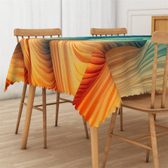 Lofaris Abstract Wave Blue Orange Gradient Square Tablecloth