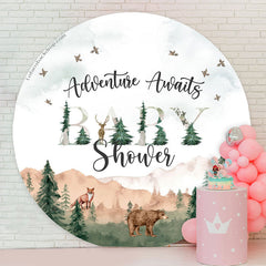 Lofaris Adventure Awaits Wild Round Baby Shower Backdrop