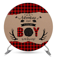 Lofaris Adventure Begin Boy Antler Round Baby Shower Backdrop