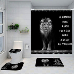 Lofaris Africa Lion Majestic Brave King Black Shower Curtain