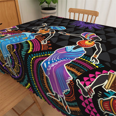 Lofaris African Indian Dance Culture Grey Tablecloth For Dining