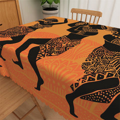 Lofaris African Indian Dance Culture Orange Kitchen Tablecloth