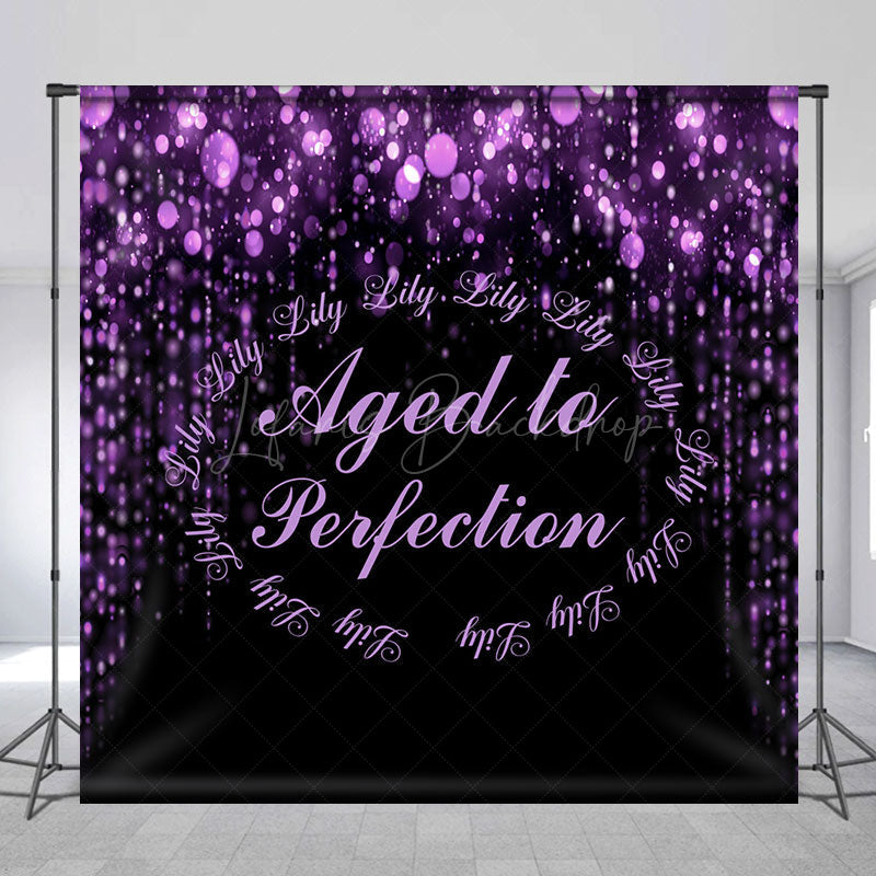 Lofaris Aged To Perfection Purple Bokeh Custom Name Backdrop