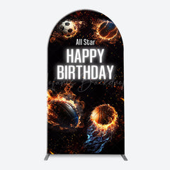 Lofaris All Star Balls Fire Sports Arch Birthday Backdrop