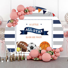 Lofaris All Star Balls Stripe Round Baby Shower Backdrop