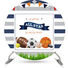 Lofaris All Star Balls Stripe Round Baby Shower Backdrop