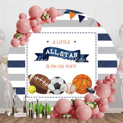 Lofaris All Star Balls Stripe Round Baby Shower Backdrop