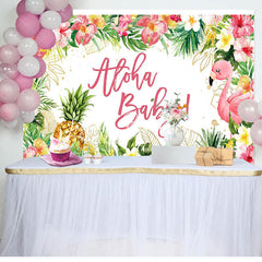 Lofaris Aloha Baby Floral Gender Reveal Backdrop For Girl