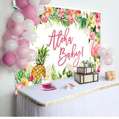 Lofaris Aloha Baby Floral Gender Reveal Backdrop For Girl