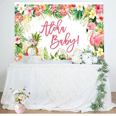 Lofaris Aloha Baby Floral Gender Reveal Backdrop For Girl