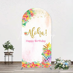 Lofaris Aloha Floral Pineapple Arch Backdrop For Birthday