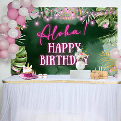 Lofaris Aloha Greenery Tropical Monstera Birthday Backdrop