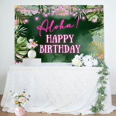 Lofaris Aloha Greenery Tropical Monstera Birthday Backdrop