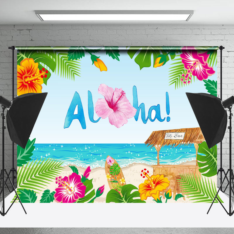 Lofaris Aloha Monstera Floral Sandy Beach Summer Backdrop