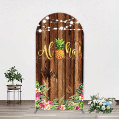 Lofaris Aloha Pineapple Brown Wooden Arch Summer Backdrop