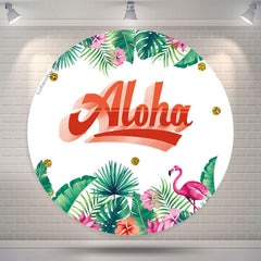 Lofaris Aloha Summer Flamingo Round Party Backdrop Cover