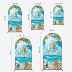 Lofaris Aloha White Cloud Sky Floral Arch Summer Backdrop