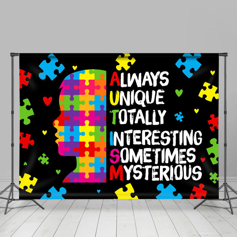 Lofaris Always Unique Colored Puzzle Black Autism Backdrop