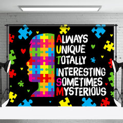 Lofaris Always Unique Colored Puzzle Black Autism Backdrop