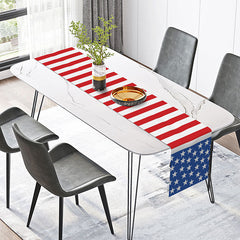 Lofaris Ameican Flag Stars Table Runner For Independence Day